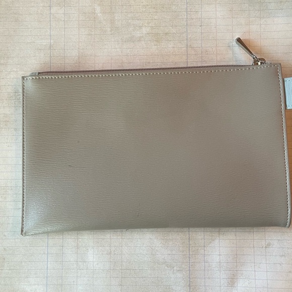 Longchamp Roseau Flat Leather Clutch in Clay